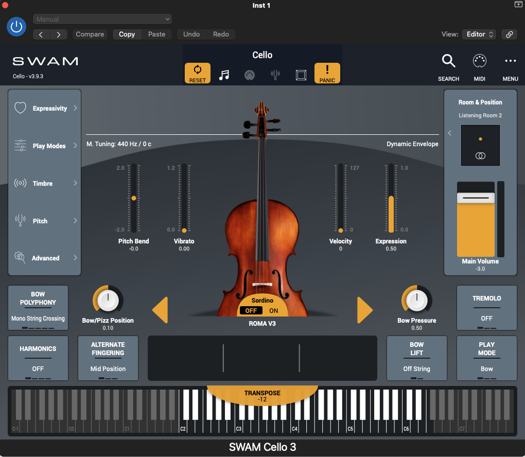 Audio Modelling Swam Cello v3